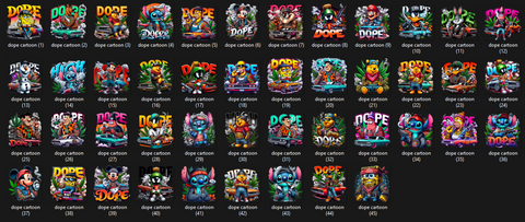 45 Toon Dope Weed Designs   (45 PNGs)