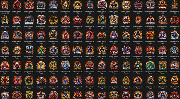 College Mascot Designs BUNDLE  (130 PNGs)