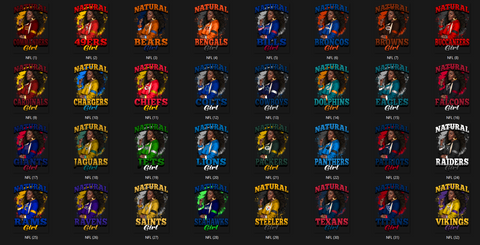32 Natural NFL Girl Designs PNG Bundle