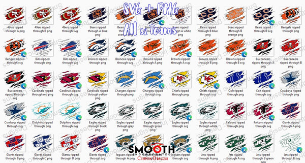 Ripped logo All 32 Teams (SVG + PNG BUNDLE)
