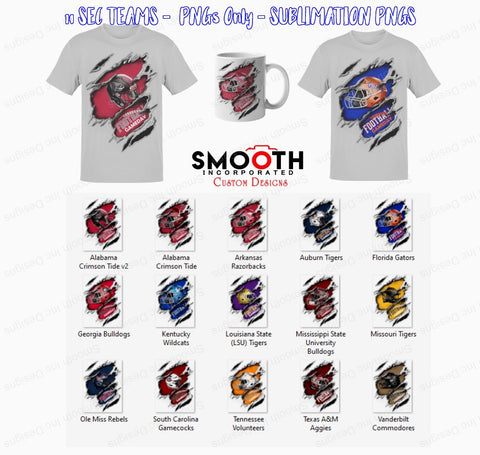 SEC COLLEGE Football Helmet PNG BUNDLE (14 Teams) DESIGN1